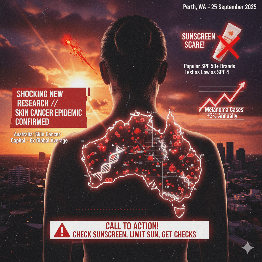 New research confirms Australia's alarming skin cancer epidemic, driven by intense UV radiation and, shockingly, popular SPF 50+ sunscreens testing as low as SPF 4.