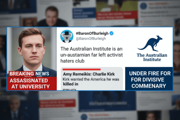 Amidst the tragic news of Charlie Kirk's assassination, a tweet accusing the Australian Institute of being a "far left activist haters club" has ignited a fiery debate.