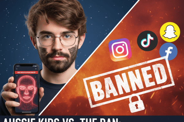 Australian teenager using a smartphone with blurred