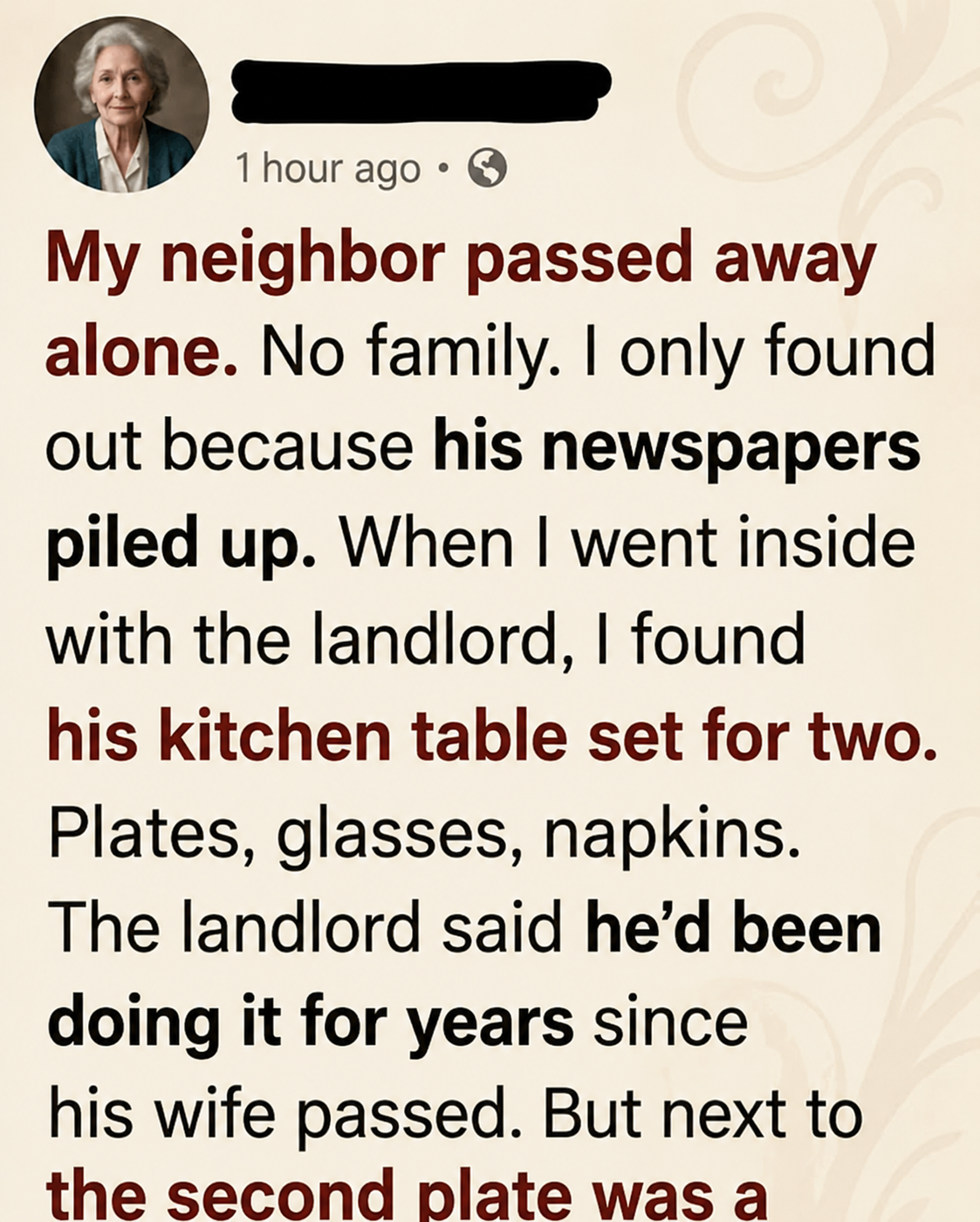 He Set the Table for Two Every Night for Twenty Years After His Wife Passed Away 1 ChatGPT Image Jun 14 2026 03 03 25 AM